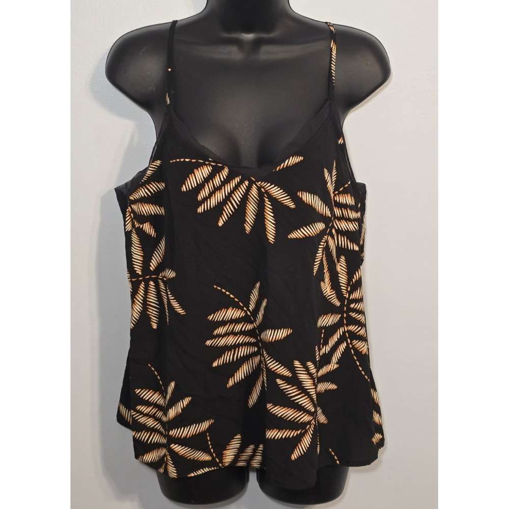 A New Day Women's‎ Black Tropical Print Spaghetti Strap Cami Size Medium